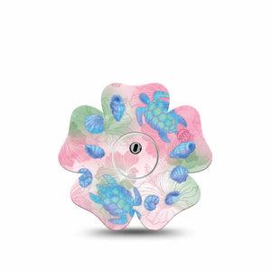 ExpressionMed Turtley One-derful Freestyle Libre 3 and Libre 3 Plus Flower, Single Tape and Single Sticker Irrideceent like turtles seashells Adhesive Tape for CGM