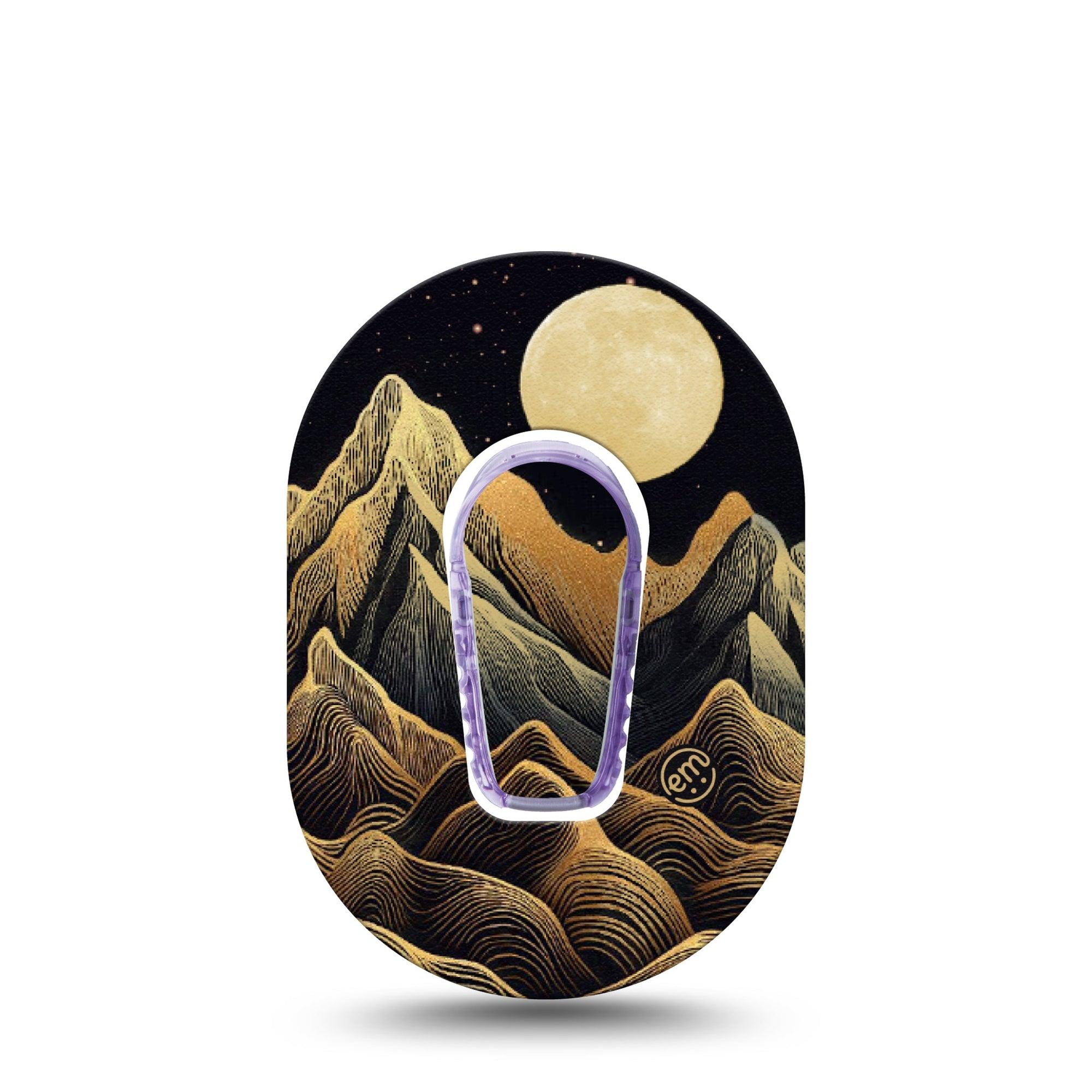 ExpressionMed Black Mountain Dexcom G6 Mini Tape, Single Tape and Single Sticker Full Moon Mountains, Adhesive Tape CGM Design