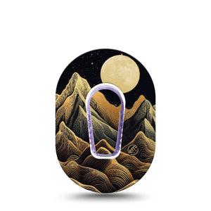 ExpressionMed Black Mountain Dexcom G6 Mini Tape, Single Tape and Single Sticker Full Moon Mountains, Adhesive Tape CGM Design