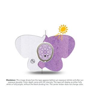 ExpressionMed Solar Violet Dexcom G7 Butterfly Shape Tape, Dexcom Stelo Glucose Biosensor System, Single Tape and Single Sticker UV-Activated Purple, Adhesive Tape CGM Design