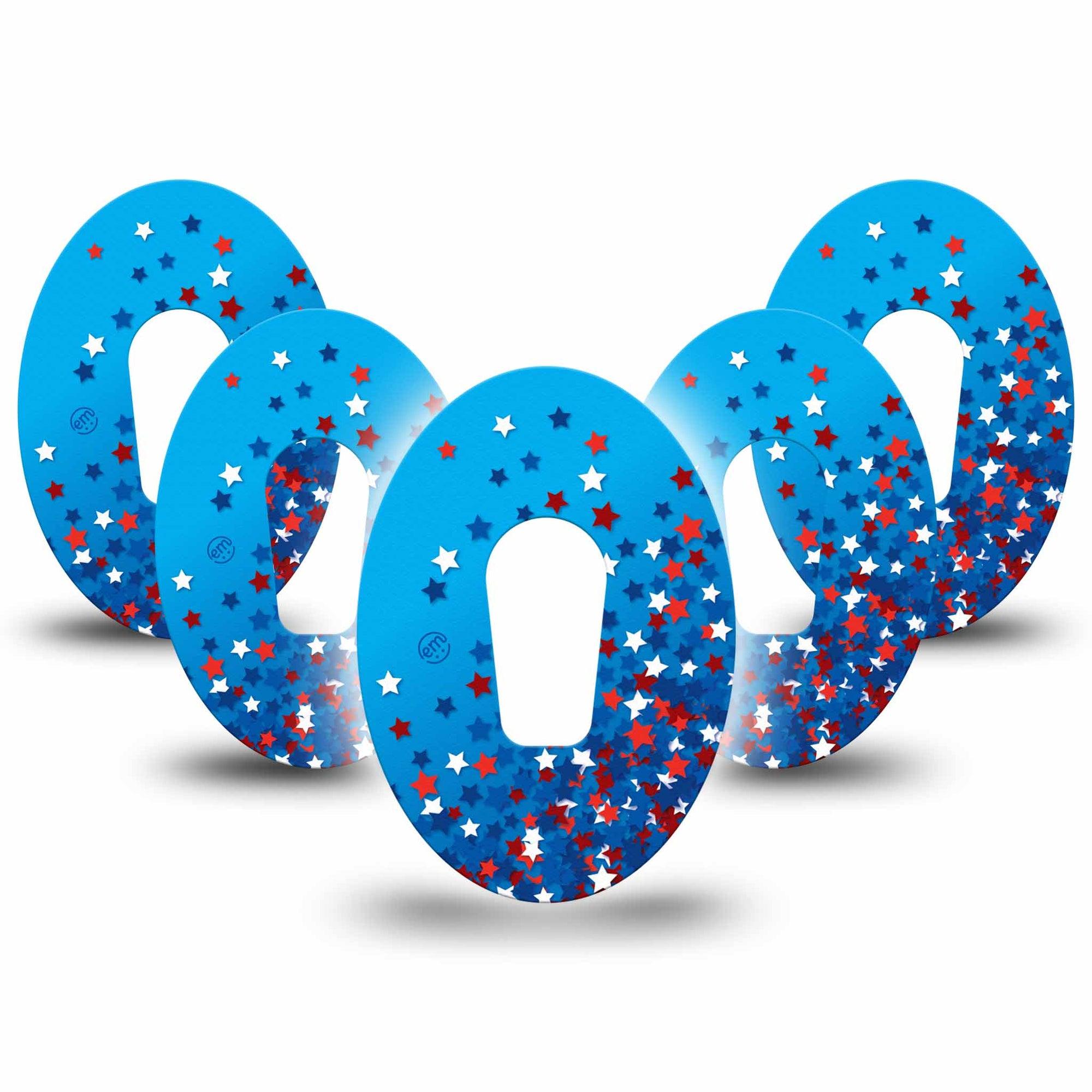 ExpressionMed Confetti Stars Dexcom G6 Tape 5-Pack Tape American Confetti Stars, Plaster Continuous Glucose Monitor Design