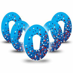 ExpressionMed Confetti Stars Dexcom G6 Tape 5-Pack Tape American Confetti Stars, Plaster Continuous Glucose Monitor Design
