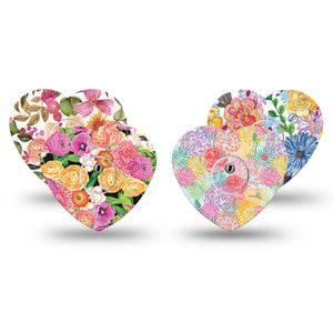 ExpressionMed Bloom Pop Freestyle Libre 3 and Libre 3 Plus Heart, tape and sticker  Pop of color florals Patch for CGM