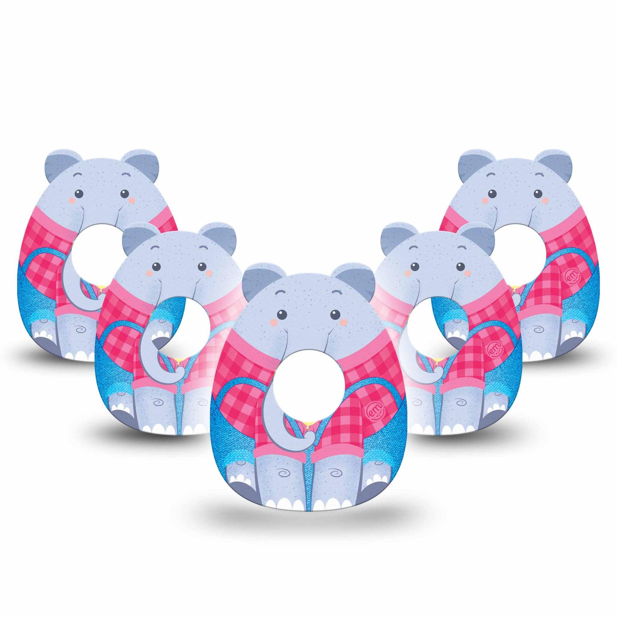 ExpressionMed Circus Elephant Infusion Set Gumdrop Shape Tape 10-Pack Tape Elephant Stuffed Animal Inspired, Adhesive Tape CGM Design