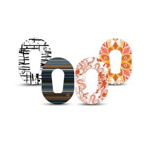 ExpressionMed Earthbound Heat Variety Pack Dexcom G6 Mini Tape 4-Pack Tape Fire Orange Designs, Adhesive Tape CGM Design