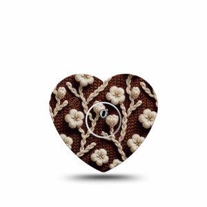 ExpressionMed Cozy Sweater Freestyle Libre 3 and Libre 3 Plus Heart Shape Tape, Single Tape and Single Sticker Knit Blossoms, Patch CGM Design