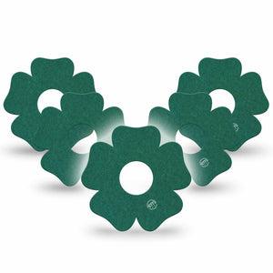 ExpressionMed Forest Green Freestyle Libre 3 and Libre 3 Plus Flower Shape Tape, 5-Pack Tape Solid Color, Overlay Tape CGM Design