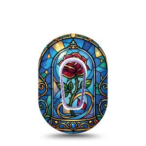 ExpressionMed Enchanted Rose Dexcom G6 Mini, Single Tape and Single Sticker beauty and the beast rose Waterproof Adhesive Tape for CGM