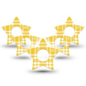 ExpressionMed yellow gingham Infusion Star, 10-Pack Golden yellow gingham Waterproof Sensor Cover For Pump