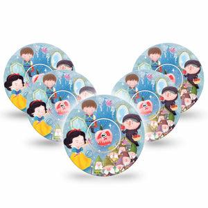 ExpressionMed Snow White Freestyle Libre and Libre 2 Plus Tape, Abbott Lingo, 5-Pack Tape and 5-Pack Sticker Snow White 7 Dwarfs, Fixing Ring Tape Continuous Glucose Monitor Design