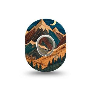 ExpressionMed Wood Mountains Dexcom G7 and Dexcom Stelo Glucose Biosensor System Mini, Single Tape and Single Sticker nature inspired print Waterproof Sensor Cover for CGM