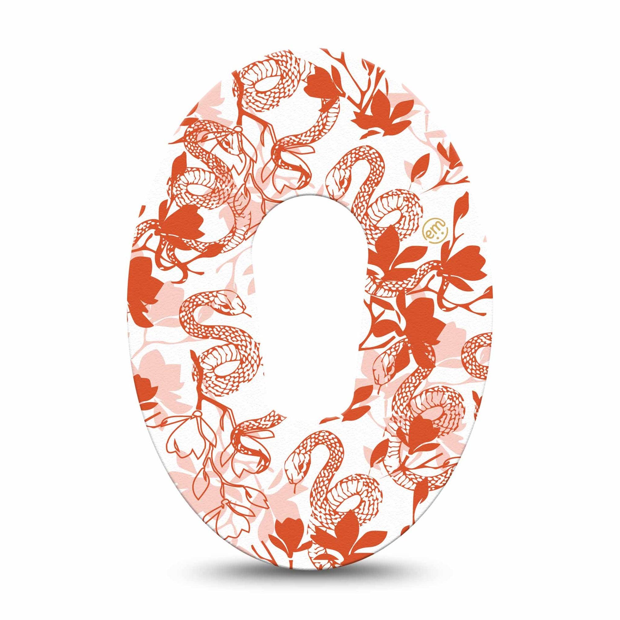 ExpressionMed Lava Coil Floral Dexcom G6 Tape Single Tape Cute Sunset Orange Snake Pattern, Plaster CGM Design