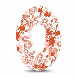 ExpressionMed Lava Coil Floral Dexcom G6 Tape Single Tape Cute Sunset Orange Snake Pattern, Plaster CGM Design