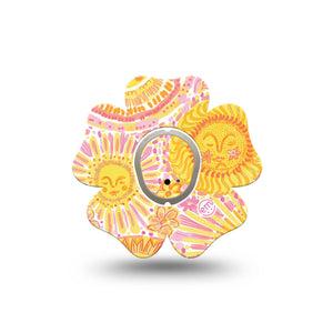ExpressionMed Bright Sunshine Dexcom G7 and Dexcom Stelo Glucose Biosensor System Flower, Single Tape and Single Sticker bright sunshine design Patch for CGM