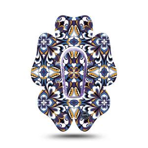 ExpressionMed Moroccan Tile Dexcom G6 Flower Shape Tape Single Tape and Single Sticker Cultural Design, Adhesive Patch Continuous Glucose Monitor Design