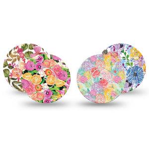 ExpressionMed Bloom Pop Freestyle Libre, Libre 2 Plus, and Abbott Lingo, tape and sticker  Vibrant flowers Adhesive Tape for CGM