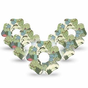 ExpressionMed Cactus Freestyle Libre 3 and Libre 3 Plus Flower Shape Tape 5-Pack Tape Light Green Cactus Plants, Plaster CGM Design