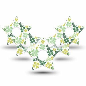 ExpressionMed Clover Pile Freestyle Libre 3 and Libre 3 Plus Star Shape Tape 5-Pack Tape Three-Leaf Clovers, Patch CGM Design