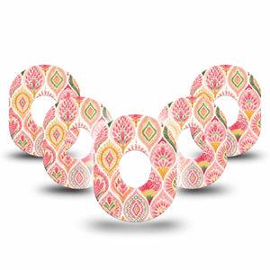 ExpressionMed Blush Dexcom G7 and Dexcom Stelo Glucose Biosensor System, 5-Pack blush pink pattern Adhesive Patch for Continuous Glucose Monitor