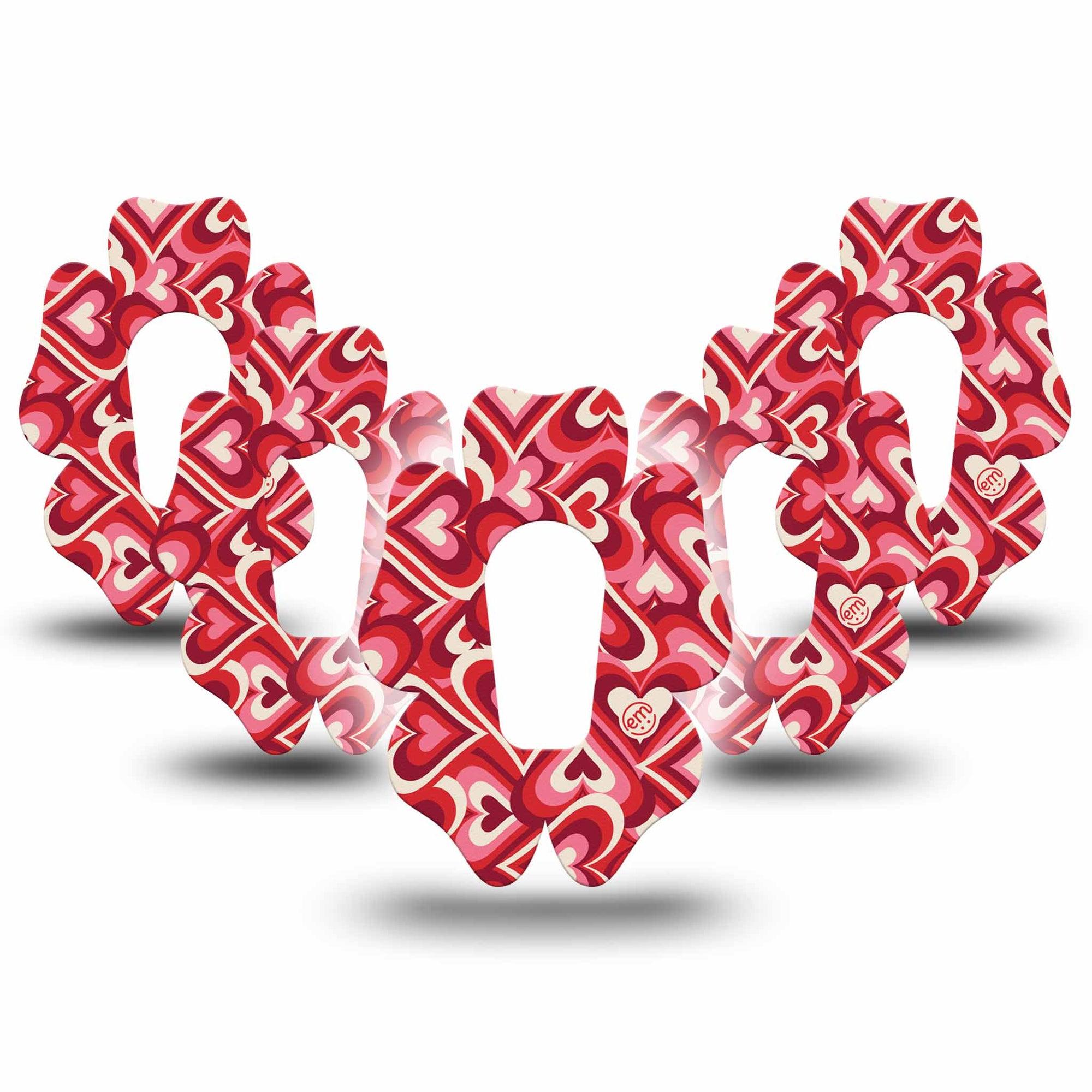 ExpressionMed Valentine Hearts Dexcom G6 Flower Shape Tape 5-Pack Tape Heart Romantic Inspired, Adhesive Patch Continuous Glucose Monitor Design