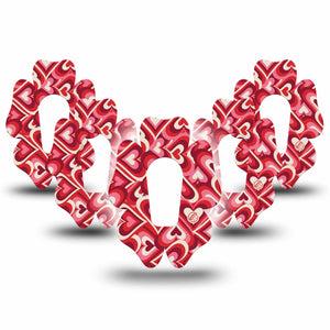 ExpressionMed Valentine Hearts Dexcom G6 Flower Shape Tape 5-Pack Tape Heart Romantic Inspired, Adhesive Patch Continuous Glucose Monitor Design