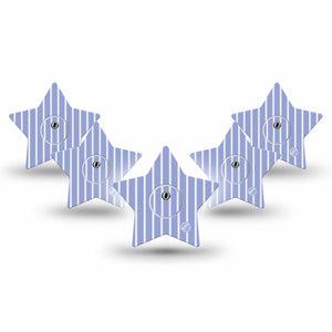 ExpressionMed Blue Stripes Freestyle Libre 3 and Libre 3 Plus Star, 5-Pack Tape and 5-Pack Sticker Light blue and white stripes Fixing Ring Patch for Continuous Glucose Monitor