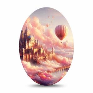 ExpressionMed Dreamy Skies Medtronic Guardian Enlite Universal Oval, Single Tape Clouds Castle, Plaster CGM Design
