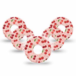 ExpressionMed Cherries Freestyle Libre 3 and Libre 3 Plus Tape, 5-Pack Tape Red Pink Cherry Print, Adhesive Tape Continuous Glucose Monitor Design