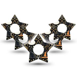 ExpressionMed Art Deco Halloween Infusion Set Star Shape Tape 10-Pack Tape Classic Halloween Motifs, Fixing Ring Patch Continuous Glucose Monitor Design