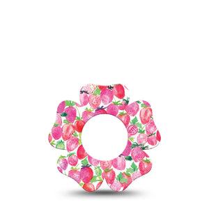 ExpressionMed Strawberry Crush Freestyle Libre 2, Abbott Lingo, Flower Shape Tape Single Pink strawberries Adhesive Tape CGM Design