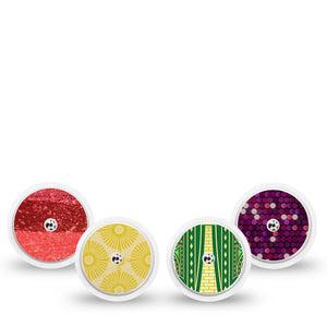 ExpressionMed Somewhere Over the Rainbow Variety Pack Freestyle Libre and Libre 2 Plus Sticker, Abbott Lingo, 4-pack Sticker Variety, Ruby And Gold Prints, Vinyl Graphics Continuous Glucose Monitor Design