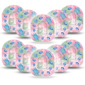 ExpressionMed Turtley One-derful Omnipod, 10-Pack Tape + 10-Pack Sticker Beachy turtles Overlay Patch For Insulin Pump
