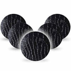 ExpressionMed Black Aligator Skin Freestyle Libre and Libre 2 Plus Overpatch, Abbott Lingo, 5-Pack Tape 2025 Fashion Animal Print, Fixing Ring Patch CGM Design