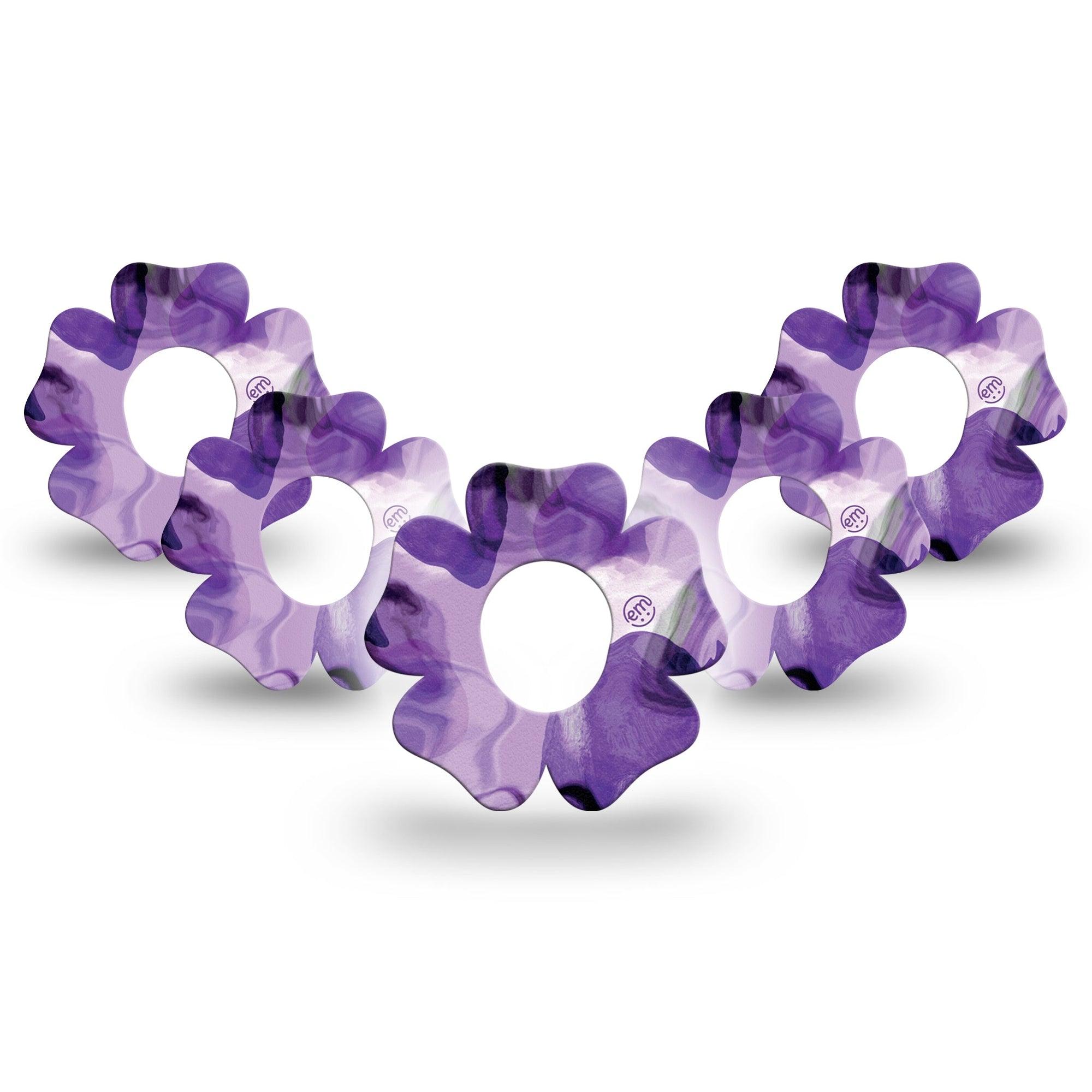 ExpressionMed Purple Storm Dexcom G7 Flower Shape Tape 5-Pack transparent like purple smoke Patch CGM Design