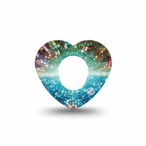 ExpressionMed Disco Lights Dexcom G7 and Dexcom Stelo Glucose Biosensor System Heart, Single Tape Retro glow design Decorative Patch for CGM