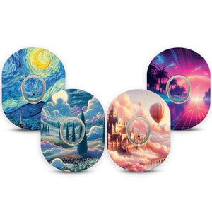 ExpressionMed Cosmic Daydreams Variety Pack Dexcom G7 Sticker and Tape, Dexcom Stelo Glucose Biosensor System,  Dreamy Clouds, Vinyl Sticker and Tape Pairing Continuous Glucose Monitor Design