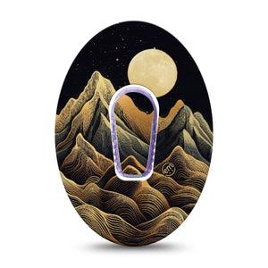 ExpressionMed Black Mountain Dexcom G6 Sticker and Tape  Black Gold Moon Summit, Vinyl Sticker and Tape Design CGM Design
