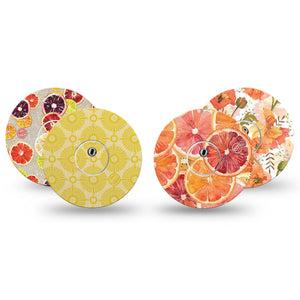 ExpressionMed Citrus Crush Freestyle Libre 3 and Libre 3 Plus, tape and sticker  citrus fruit pattern Fixing Ring Tape for Continuous Glucose Monitor