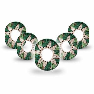 ExpressionMed Knit Monstera Dexcom G7 and Dexcom Stelo Glucose Biosensor System Mini, 5-Pack Cute woven knit flower Accessories for Continuous Glucose Monitor