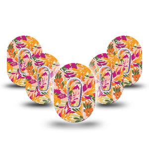 ExpressionMed Retro Brush Stroke Dexcom G6 Mini Tape 5-Pack Tape and 5-Pack Sticker Spring Plant-Inspired Art, Adhesive Tape CGM Design