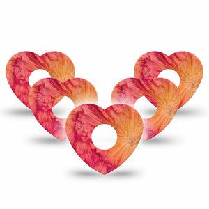 ExpressionMed Ruffles Freestyle Libre 3 and Libre 3 Plus Heart, 5-Pack Sunset color floral Overlay Tape for Continuous Glucose Monitor