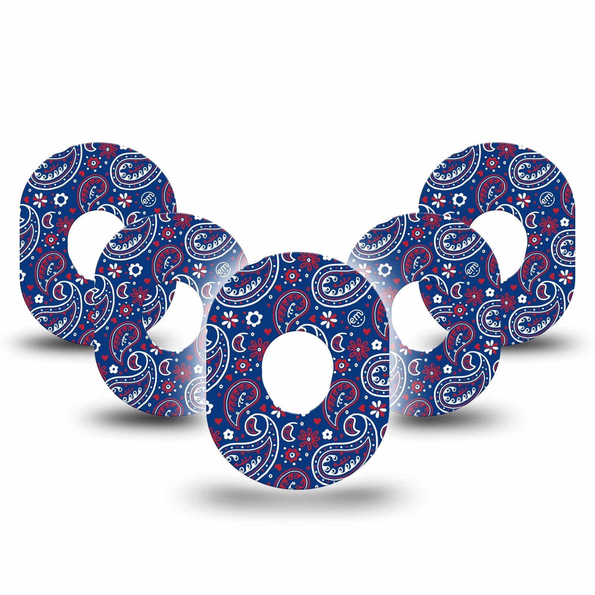 ExpressionMed Independence Paisley Dexcom G7 Tape, Dexcom Stelo Glucose Biosensor System, 5-Pack Tape Independence Day Paisley, Overlay Tape CGM Design