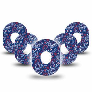 ExpressionMed Independence Paisley Dexcom G7 Tape, Dexcom Stelo Glucose Biosensor System, 5-Pack Tape Independence Day Paisley, Overlay Tape CGM Design