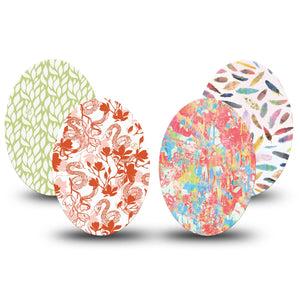 ExpressionMed Heatwave Variety Pack Medtronic Guardian Enlite Universal Oval 4-Pack  Tape Variety Happy Inspired Color Patterns, Plaster CGM Design