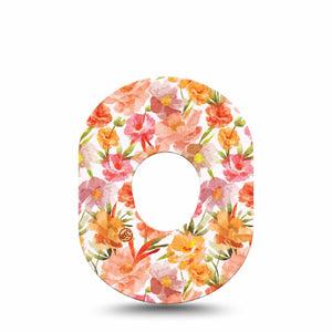 ExpressionMed Peach Dusk Dexcom G7 Tape, Dexcom Stelo Glucose Biosensor System, Single Tape Charming Pink Orange Flowers, Overlay Tape CGM Design