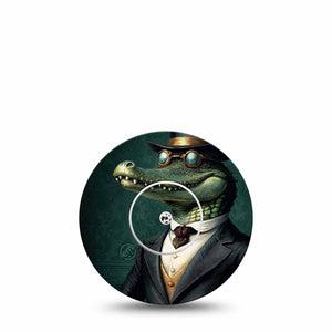 ExpressionMed Dapper Alligator Freestyle Libre and Libre 2 Plus Tape, Abbott Lingo, Single Tape and Single Sticker Alligator Character, Fixing Ring Tape Continuous Glucose Monitor Design