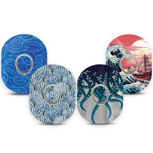 ExpressionMed Ocean Odyssey Variety Pack Dexcom G7 Sticker and Tape, Dexcom Stelo Glucose Biosensor System,  Out at Sea, Vinyl Sticker and Tape Pairing Continuous Glucose Monitor Design