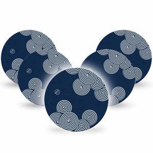 ExpressionMed Blue Swirls Dexcom G7 Overpatch, Dexcom Stelo Glucose Biosensor System, 5-Pack Tape Winding Spirals, Overlay Tape CGM Design