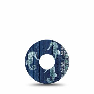 ExpressionMed Seahorse Freestyle Libre 3 and Libre 3 Plus, Single Tape sea life graphic Overlay Patch for Continuous Glucose Monitor