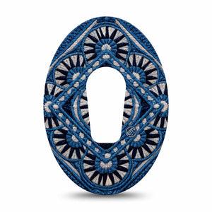 ExpressionMed Indigo Loomwork Dexcom G6, Single Tape Wool texture pattern Fixing Ring Tape for Continuous Glucose Monitor